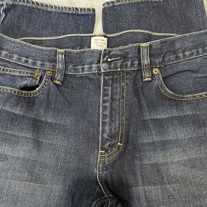 J. Crew Urban Slim Deep Blue Distressed Straight Jeans 32x34” EUC 100% Cotton